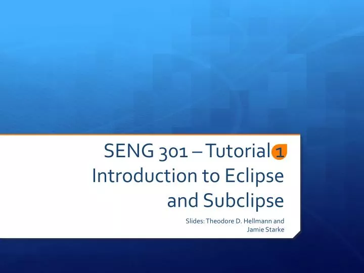 seng 301 tutorial 1 introduction to eclipse and subclipse n.