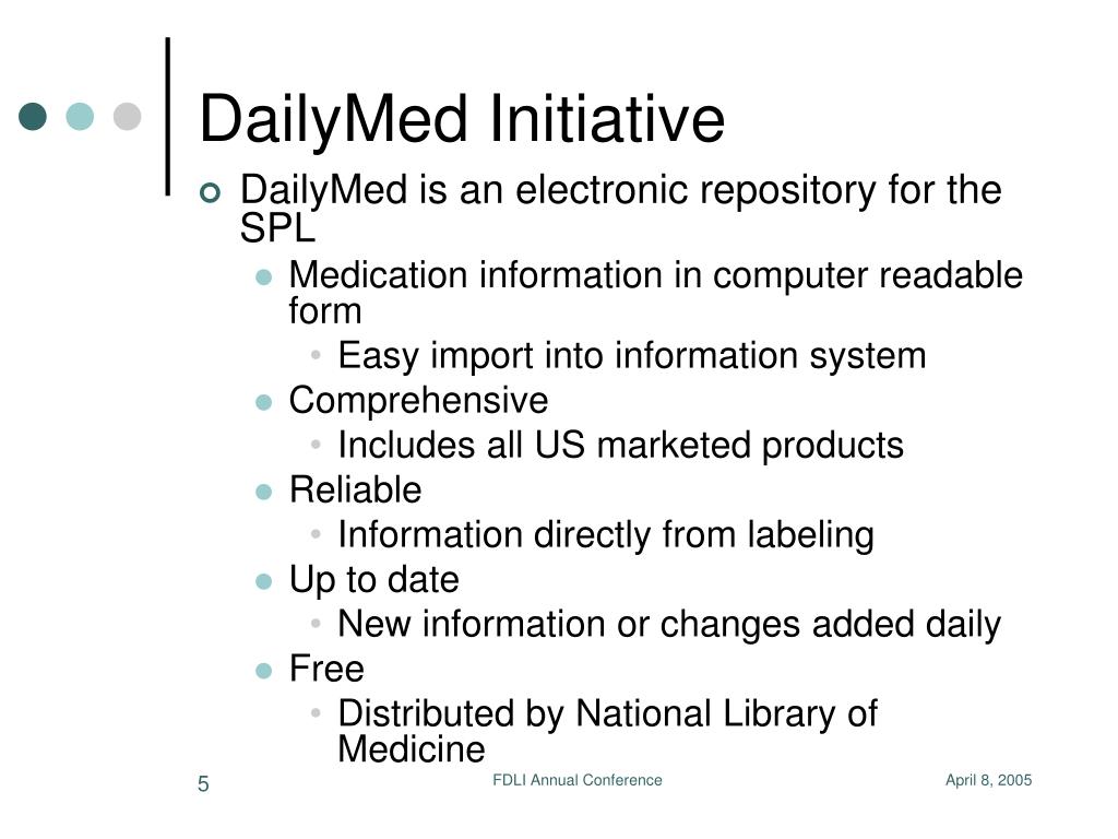 Dailymed Database PPT - Labeling Prescription Drugs for Physicians and Consumers (FDA ...