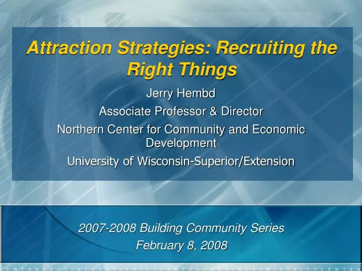 attraction strategies recruiting the right things n.