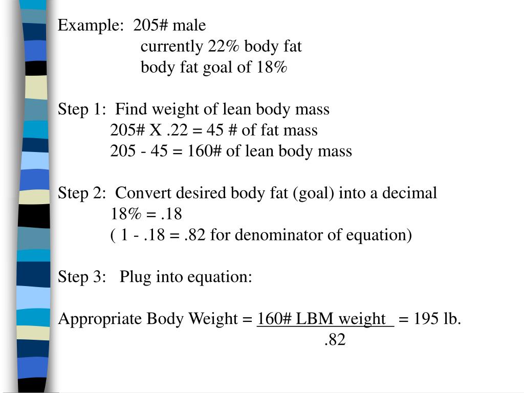 PPT - Recommendations for Body Composition, Exercise, and Caloric Intake  PowerPoint Presentation - ID:768855