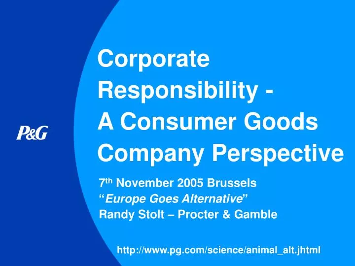 corporate responsibility a consumer goods company perspective n.