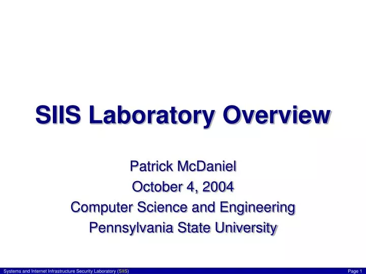 siis laboratory overview n.