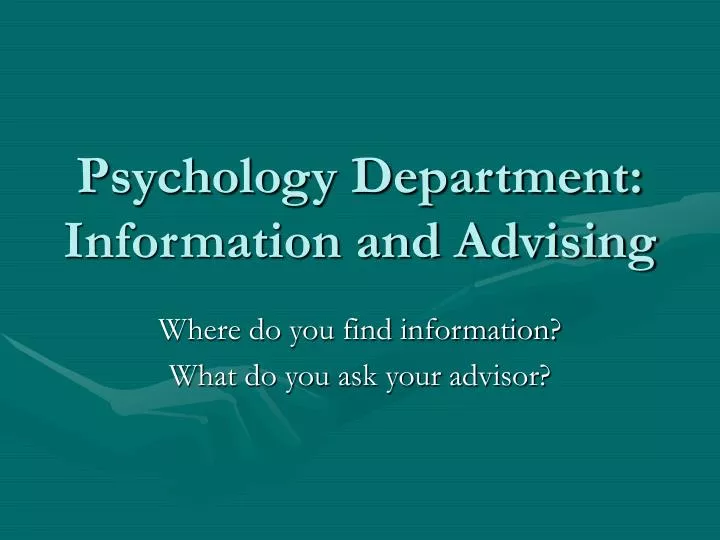 psychology department information and advising n.