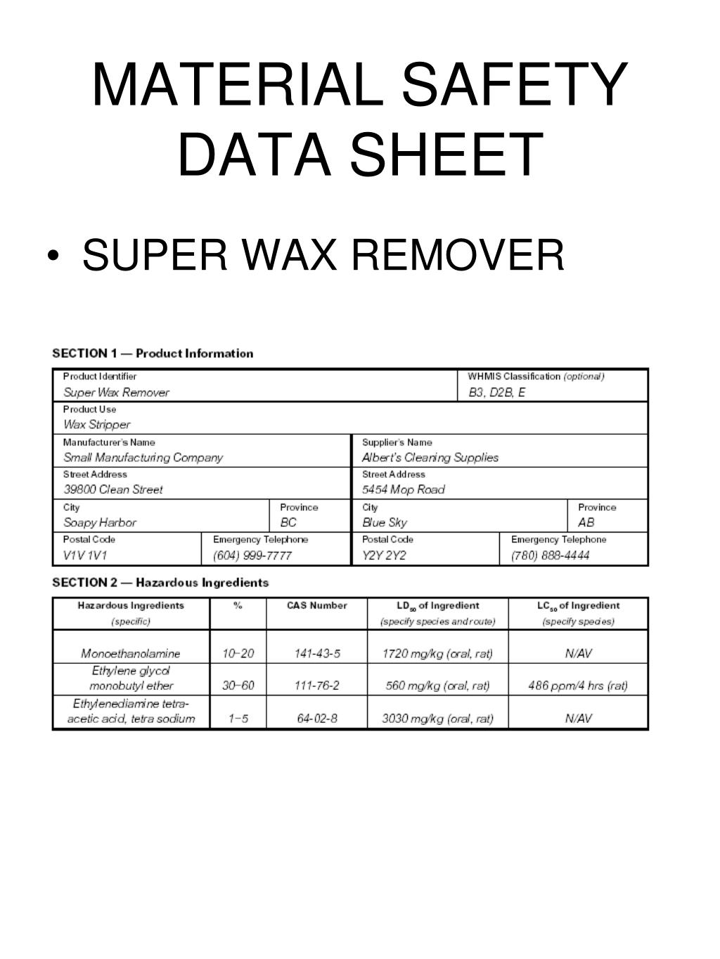 Material Safety Data Sheet Powerpoint Presentation : PPT - MSDS Material Safety Data Sheets PowerPoint ... : Compensation appeals involving neurotoxic chemical exposures.