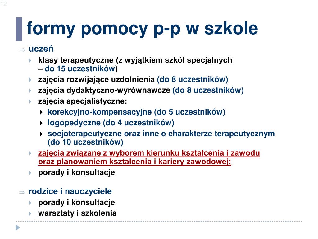 Formy Pomocy Psychologiczno Pedagogicznej W Przedszkolu PPT - zasady udzielania i organizacji pomocy psychologiczno