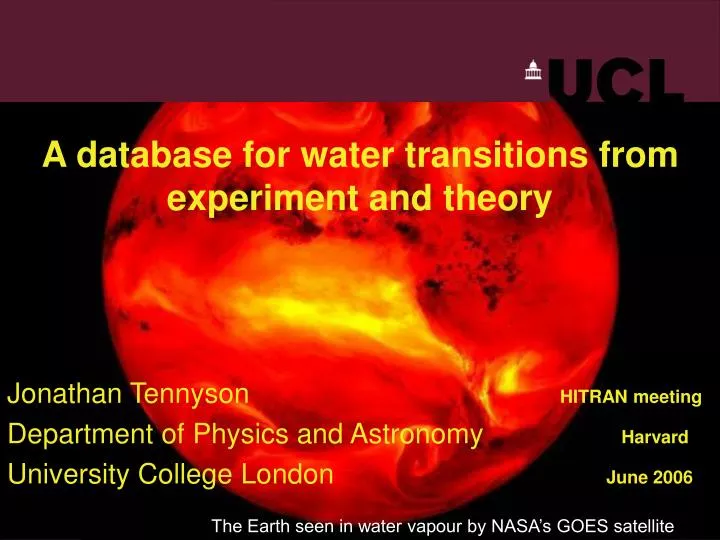 a database for water transitions from experiment and theory n.