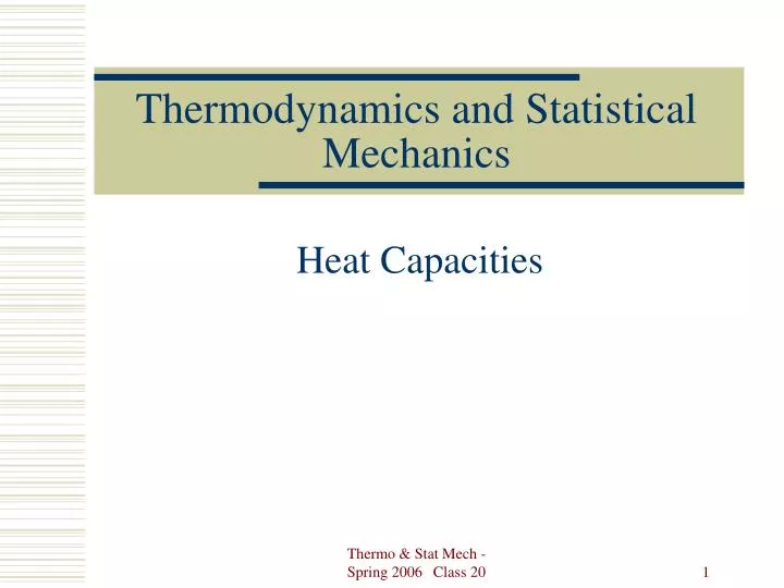 thermodynamics and statistical mechanics n.