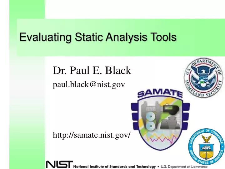 evaluating static analysis tools n.