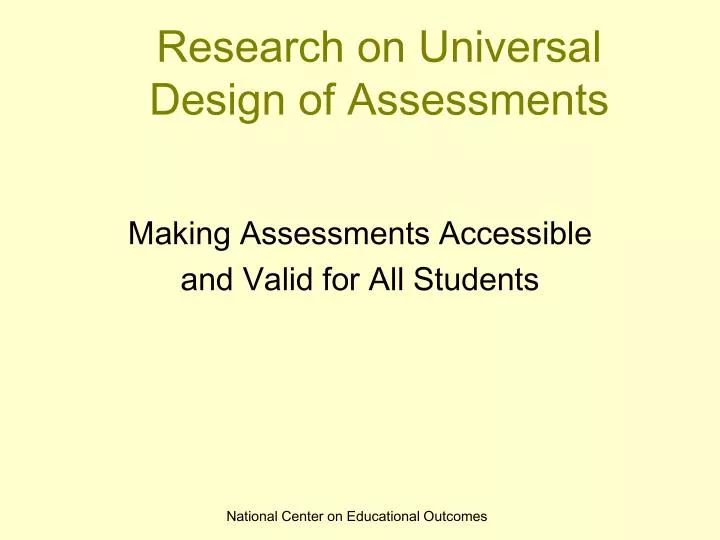 research on universal design of assessments n.