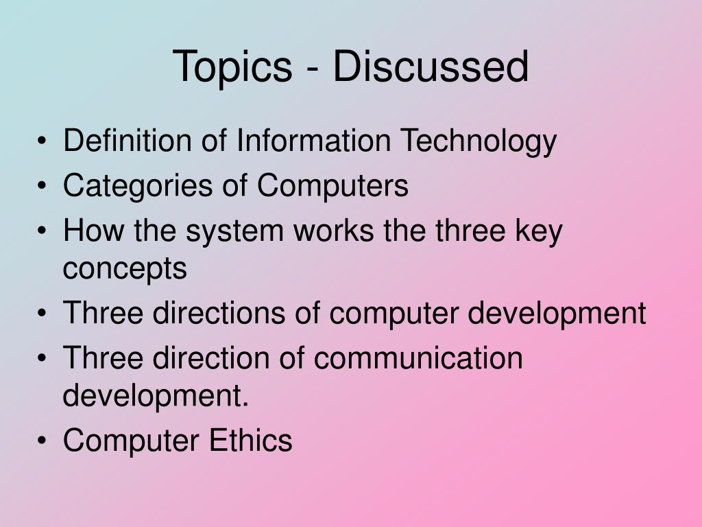 topics for information technology presentation