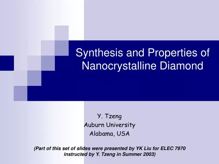 synthesis and properties of nanocrystalline diamond n.