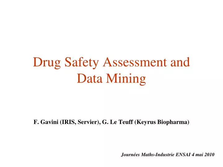 drug safety assessment and data mining n.