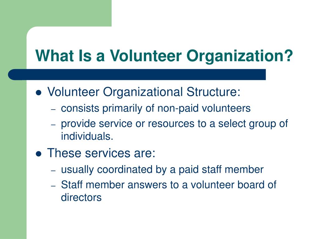 Kinds of volunteer organizations