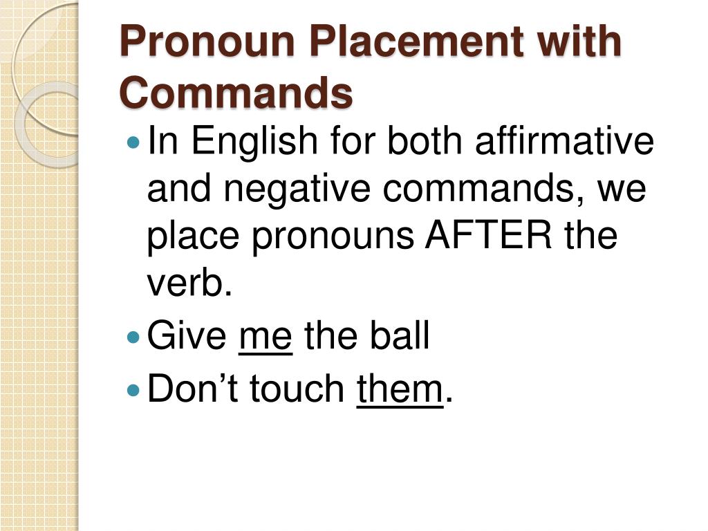 Pronoun Placement With Commands Worksheet