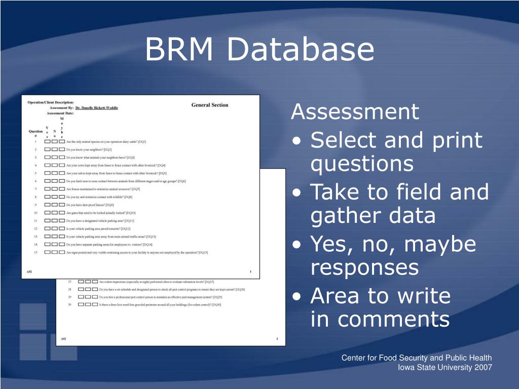 Brm Database PPT - Practical Disease Prevention Tools for Veterinarians and Animal ...