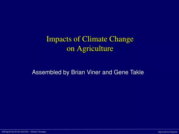 impacts of climate change on agriculture n.