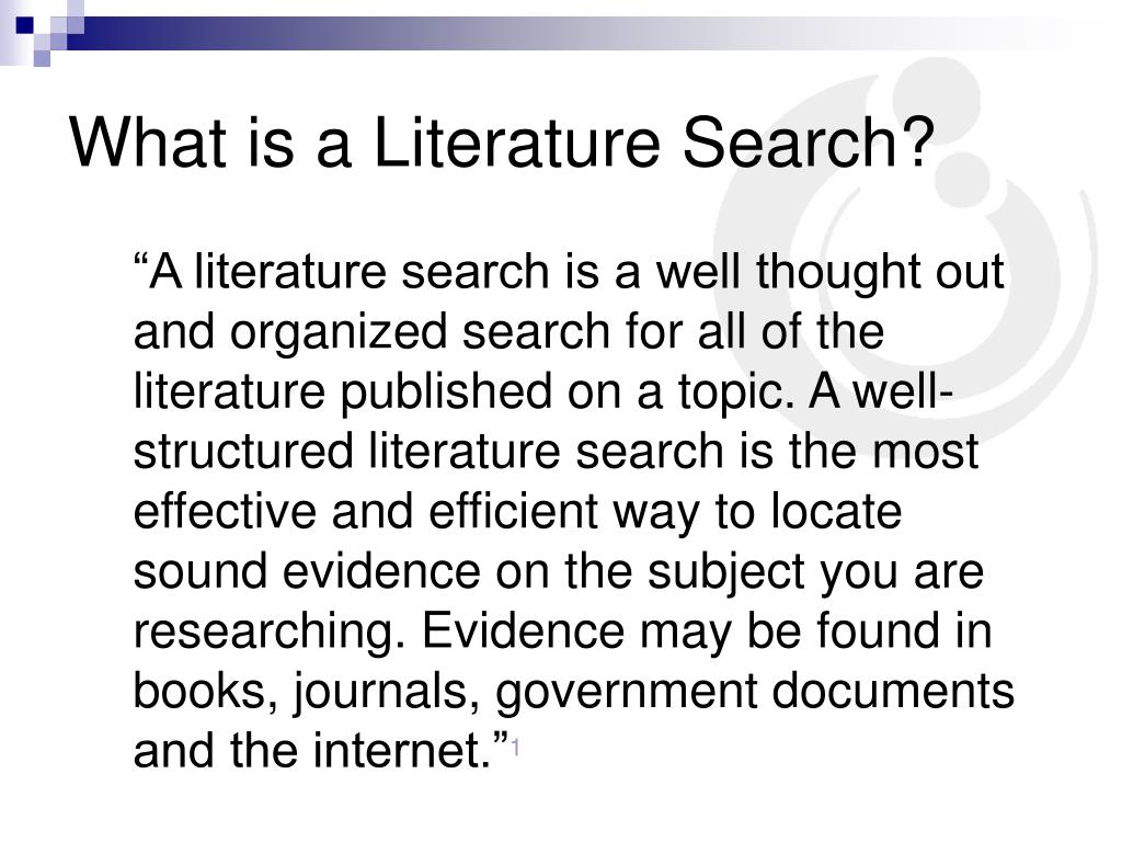 literature search slideshare