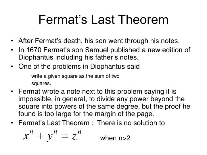 Ppt Fermats Last Theorem Powerpoint Presentation Id787314