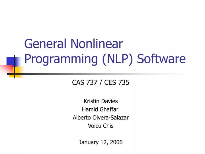 general nonlinear programming nlp software n.