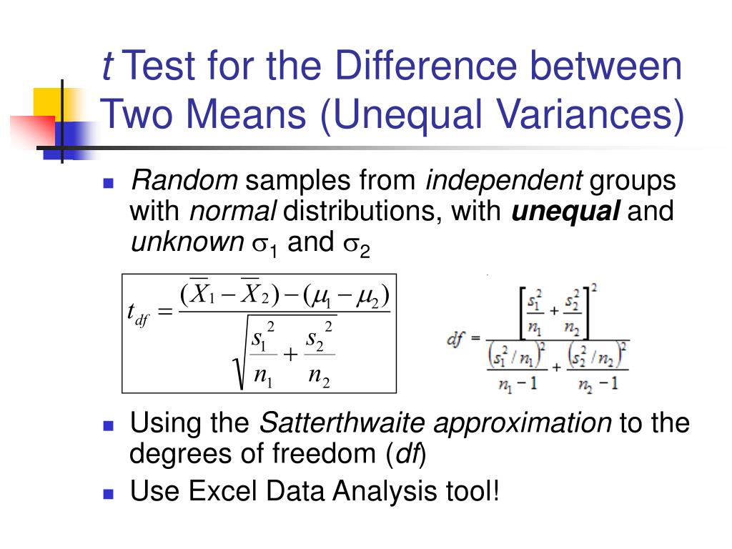 two sample unequal variance t test