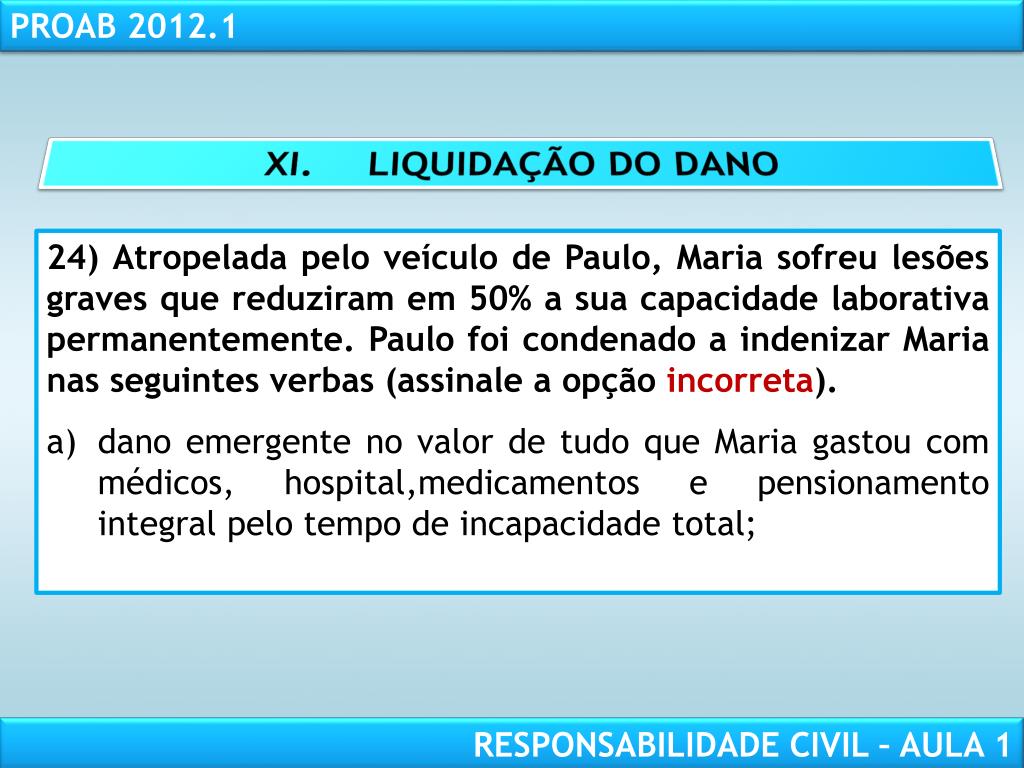 PPT - PROAB 2012.1 RESPONSABILIDADE CIVIL PROFESSOR 