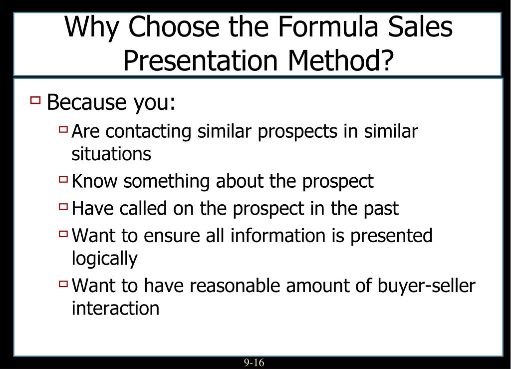 formula sales presentation method