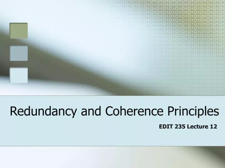 redundancy and coherence principles n.