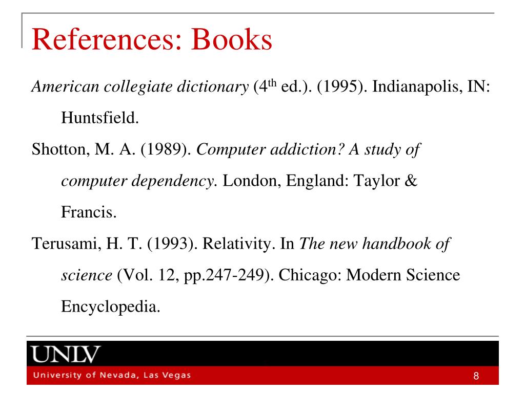 how to reference a book in a presentation