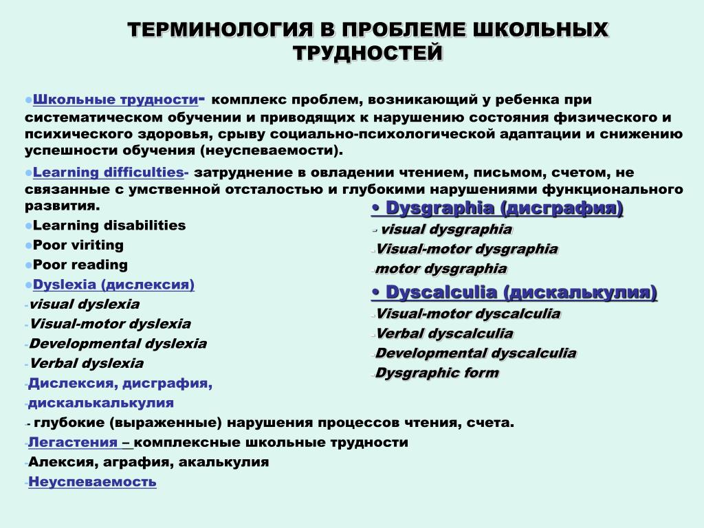 Комплекс проблем. Задачи терминоведения. Классификация школьных затруднений. Терминологические проблемы. Классификация школьных трудностей по Безруких.