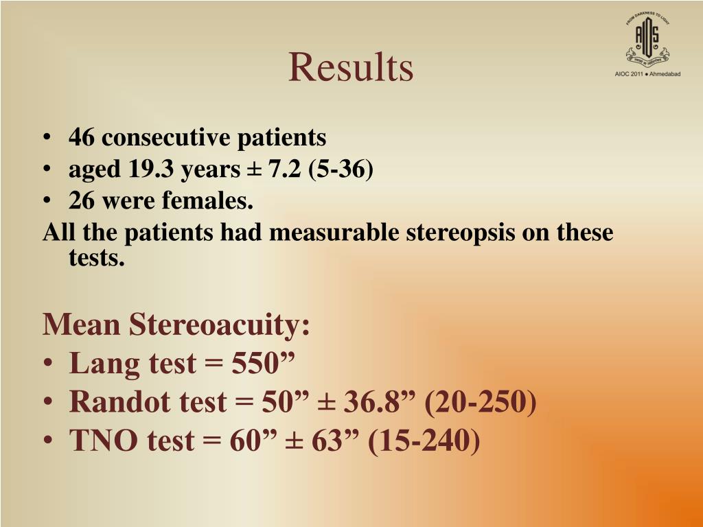 PPT Comparison Of Lang Test Randot Test TNO Test In The Assessment 