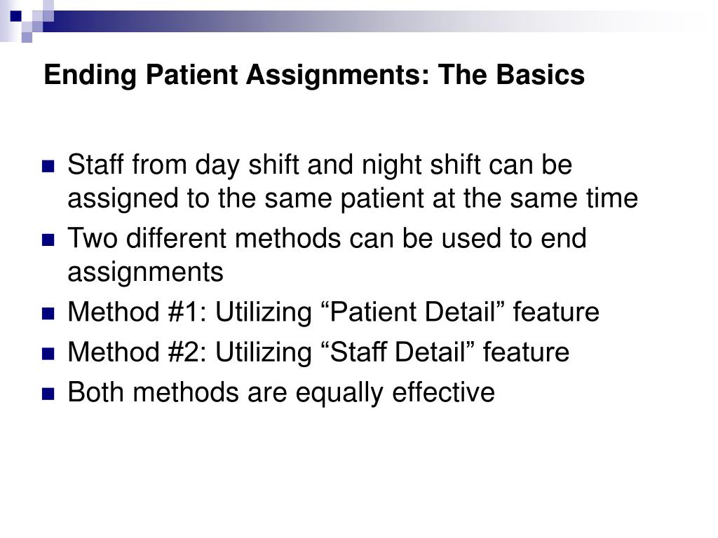 define the patient assignment
