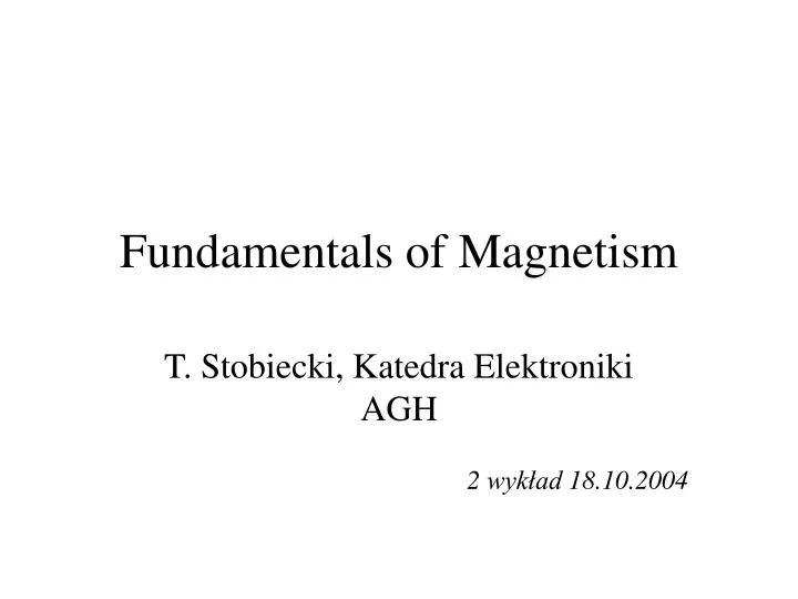 fundamentals of magnetism n.