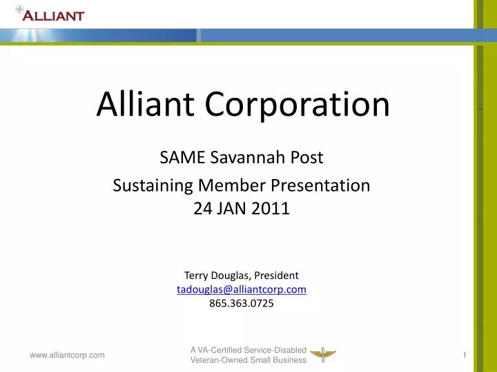 PPT Alliant Corporation PowerPoint Presentation, free