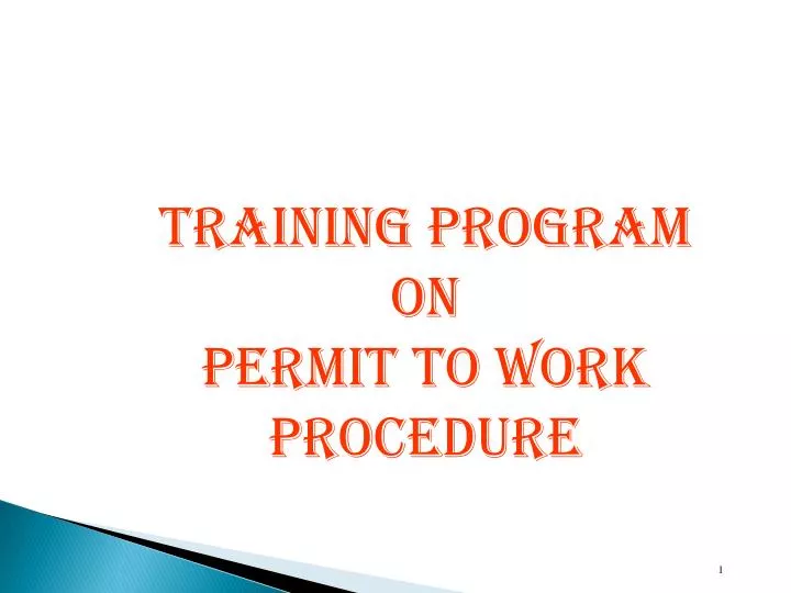 permit to work training presentation