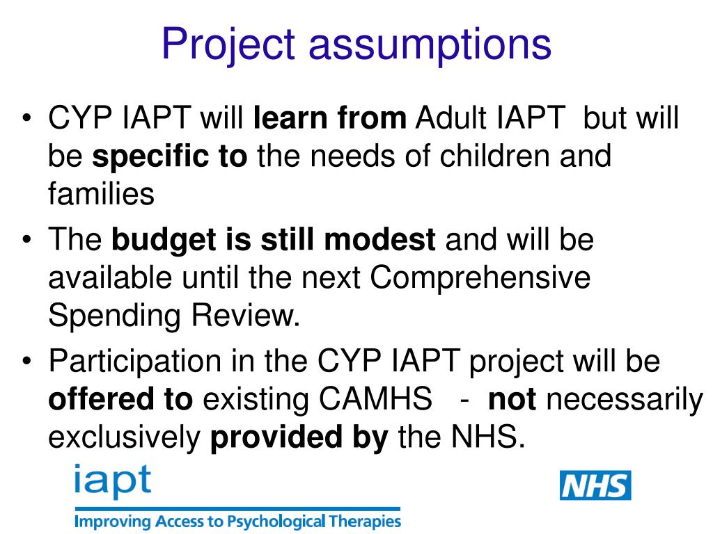 Iapt Project Proposal Example PPT - Children and Young People’s IAPT New Partnerships briefing March ...