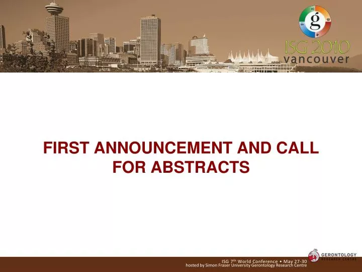 first announcement and call for abstracts n.