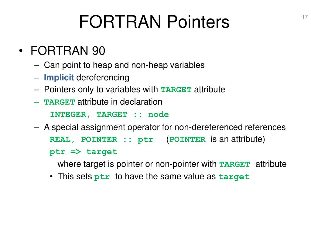 pointer assignment in fortran