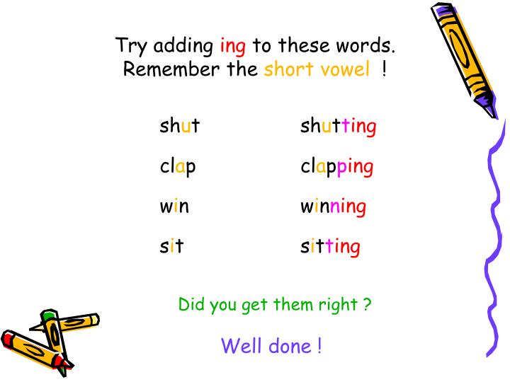 PPT - Adding ing to verbs PowerPoint Presentation - ID:812395