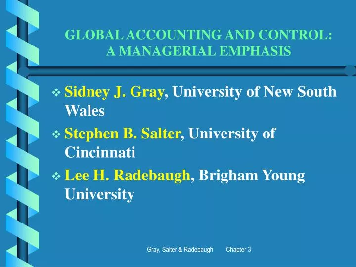 Ppt Global Accounting And Control A Managerial Emphasis