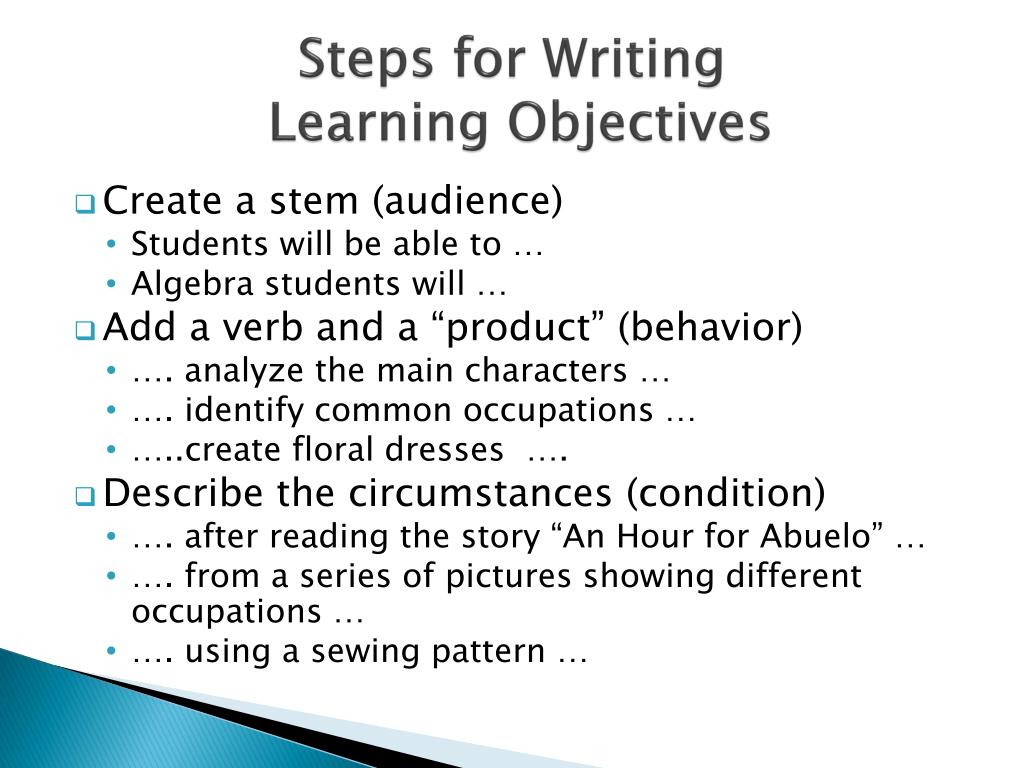 PPT - WRITING LEARNING OBJECTIVES PowerPoint Presentation, free