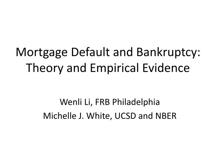 mortgage default and bankruptcy theory and empirical evidence n.