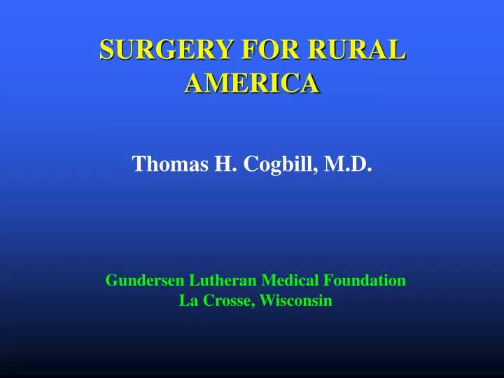 surgery for rural america n.