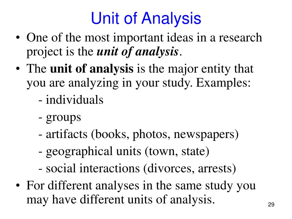 units of analysis in research examples