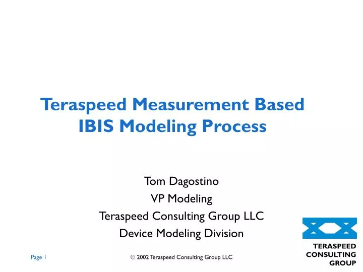 teraspeed measurement based ibis modeling process n.