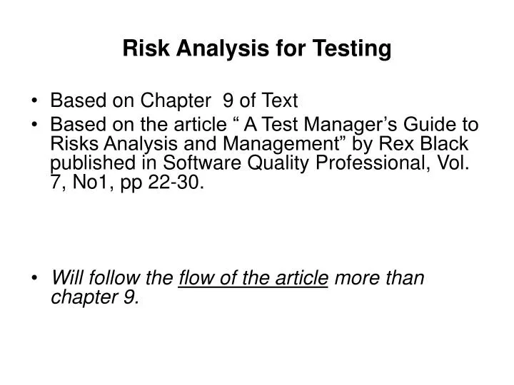 PPT Risk Analysis for Testing PowerPoint Presentation, free download