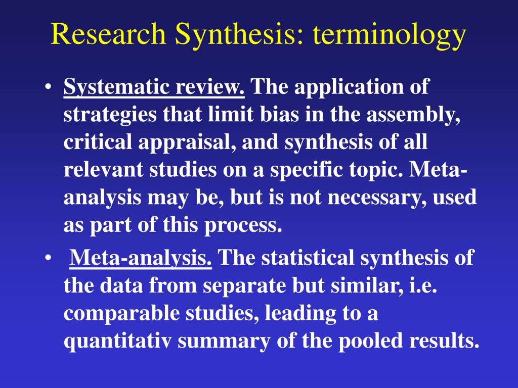 research synthesis methods