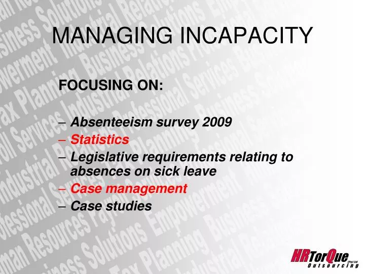 PPT - MANAGING INCAPACITY PowerPoint Presentation, free download - ID ...
