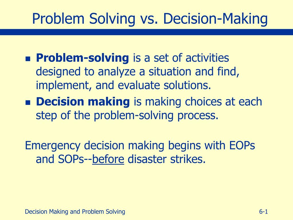 difference between decision making and problem solving slideshare