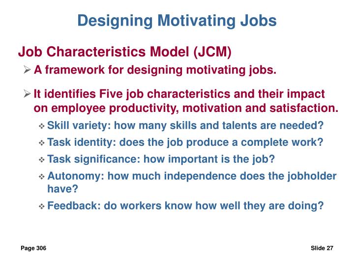 job characteristics model job characteristics model