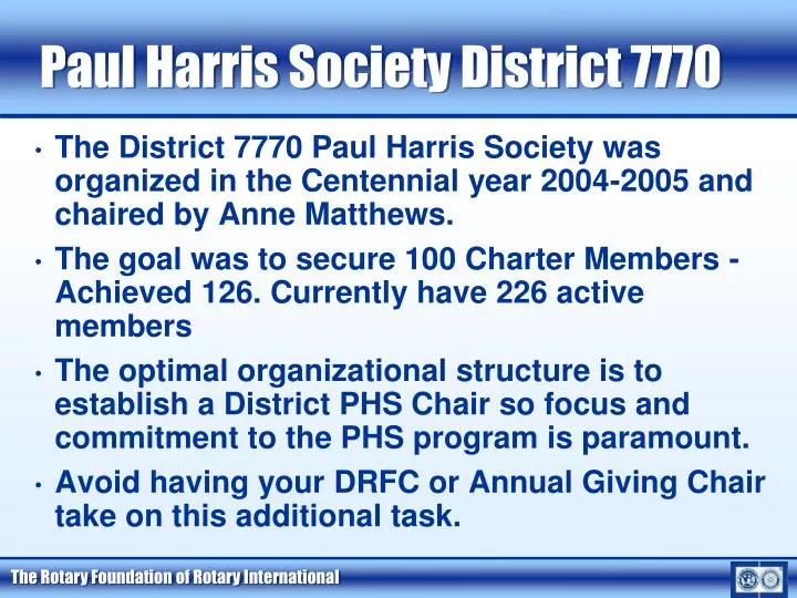 paul harris society district 7770 n.